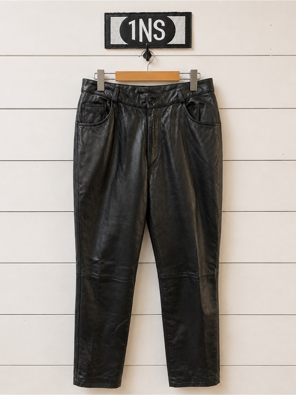 1NS – Black Genuine Leather Pants (Size 34)